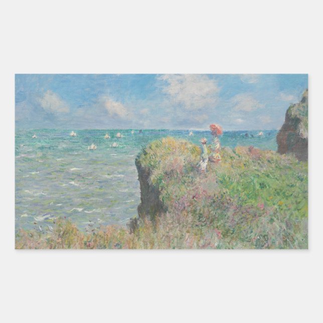 Adesivo Retangular Claude Monet - Cliff Walk em Pourville (Frente)