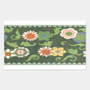 Adesivo Retangular Cloisonte China Patter Asiático Oriental