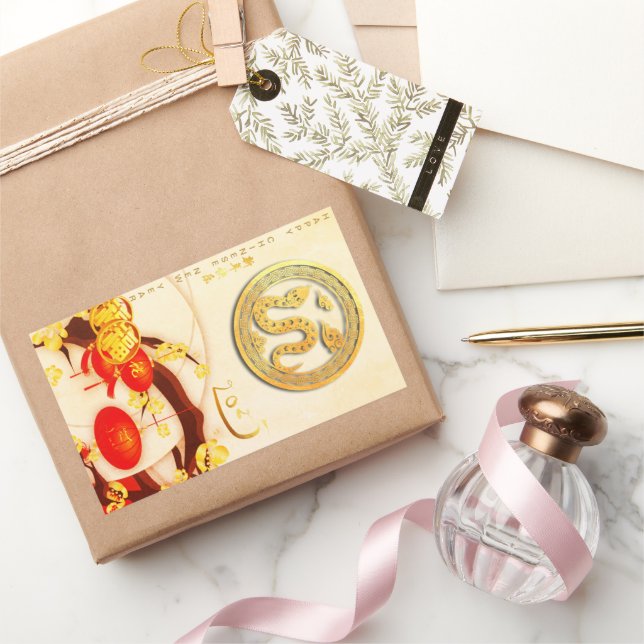 Adesivo Retangular Cobra chinês sortudo Ano Novo 2025 VRS (Presentear)