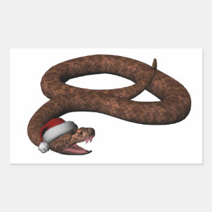 Adesivo Retangular Cobra com chapéu de Papai Noel