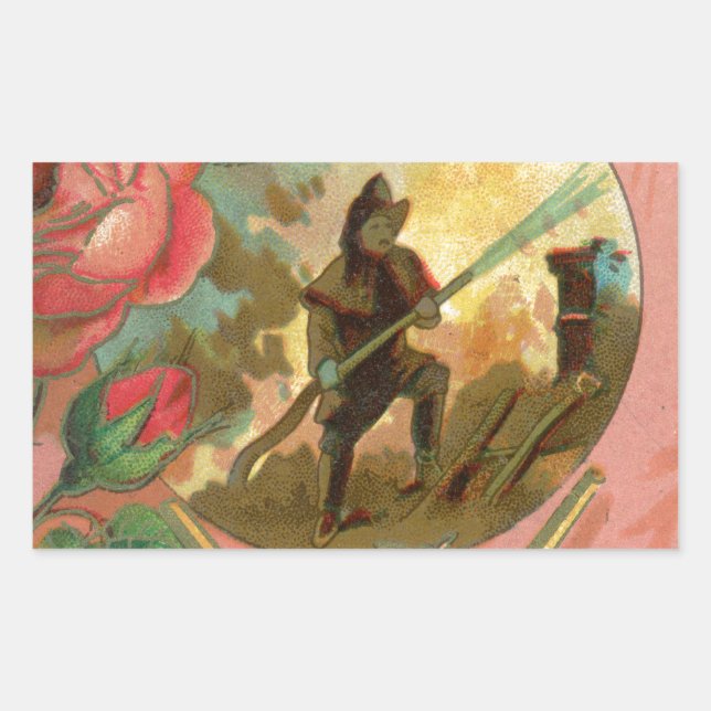 Adesivo Retangular Cobrir Bombeiro Vintage de 1880 (Frente)