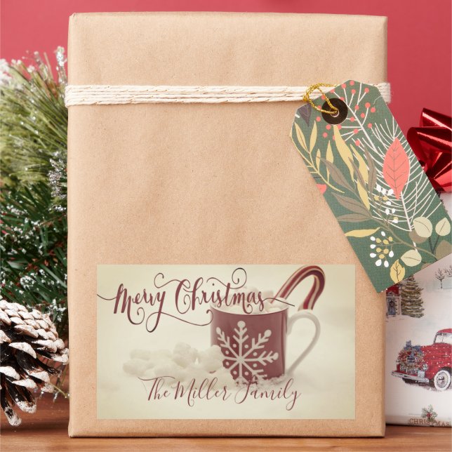Adesivo Retangular Cocoa Vintage Feliz Natal personalizado (Feriado)