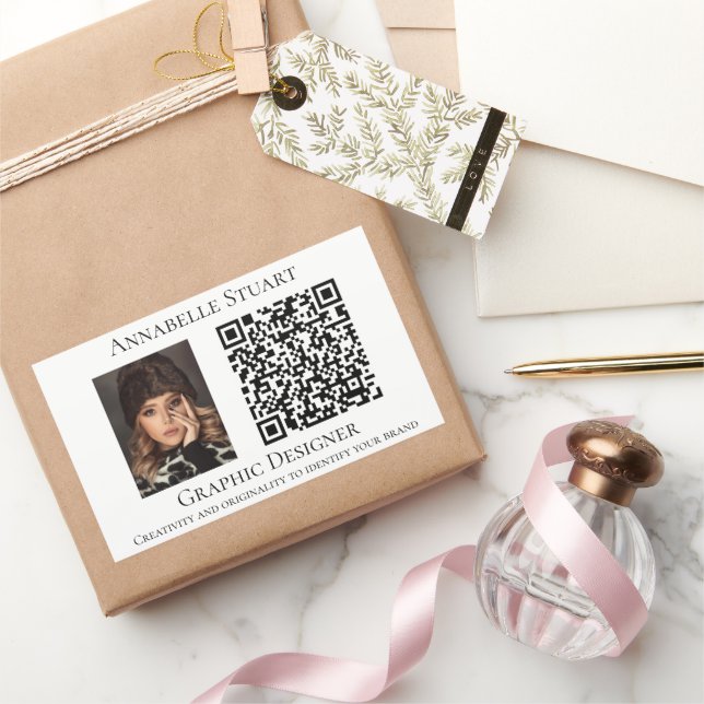 Adesivo Retangular Código QR de foto Empresa Negócios  (Presentear)