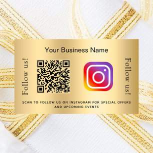 Adesivo Retangular Código qr de negócios dourado instagram