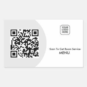 Adesivo Retangular Código QR do Menu de Serviço do Hotel Personalizad