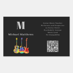 Adesivo Retangular Código QR para Lições de Música de Professores de