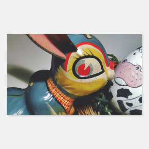 Adesivo Retangular Coelho dos Brinquedos e ovo de vaca