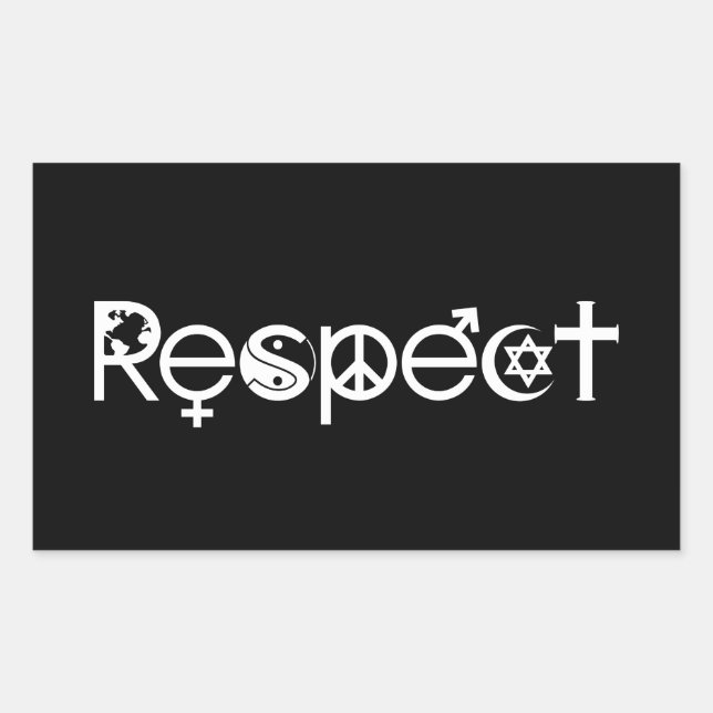 Adesivo Retangular Coexistir com Respeito - Paz Bondade & Tolerância (Frente)