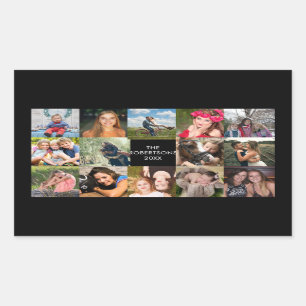 Adesivo Retangular Colagem de Fotografias Personalizada a Preto