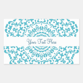 Adesivo Retangular Colar Elegante Branco Azul-Teal Lace Clássico Perx