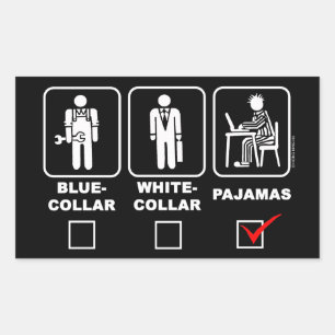 Adesivo Retangular Colarinho azul, colarinho branco ou pijama