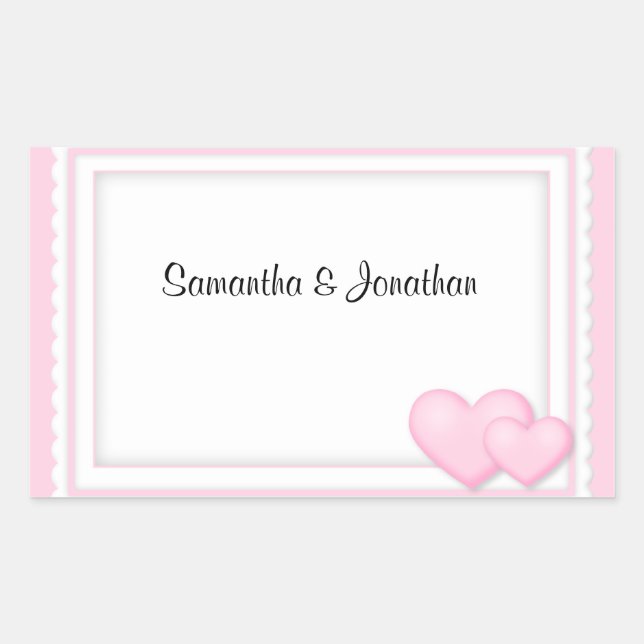 Adesivo Retangular Colas de Corações Rosa (Frente)