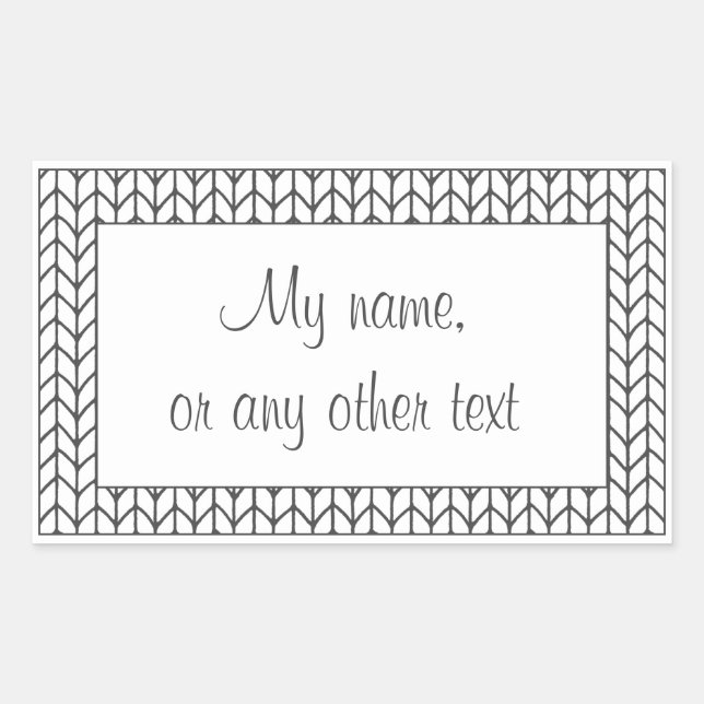 Adesivo Retangular Colchetes de Retângulo do KNIT de LINHA PRETA (Frente)