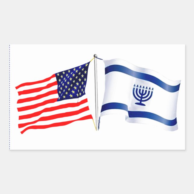 Adesivo Retangular Coleção de bandeira israelense americana (Frente)