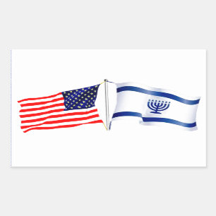 Adesivo Retangular Coleção de bandeira israelense americana