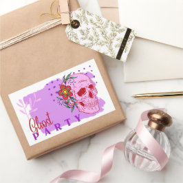 Adesivo Retangular Coleção de Carimbo de Halloween "Ghost party"