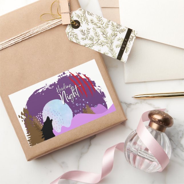 Adesivo Retangular Coleção de Carimbo de Halloween "Howling Night" (Presentear)