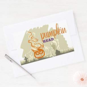 Adesivo Retangular Coleção de Carimbo de Halloween "Pumpkinhead"