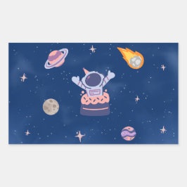 Adesivo Retangular Coleção de Festas de Espaço!