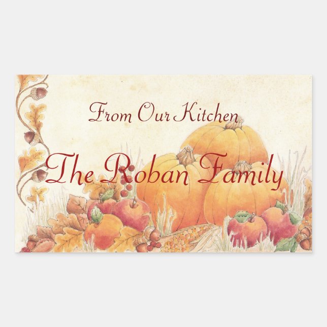 Adesivo Retangular Colheita De Pumpkins Homemada Da Cozinha De (Frente)