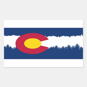 Adesivo Retangular Colorado Flag Treeline Silhouette