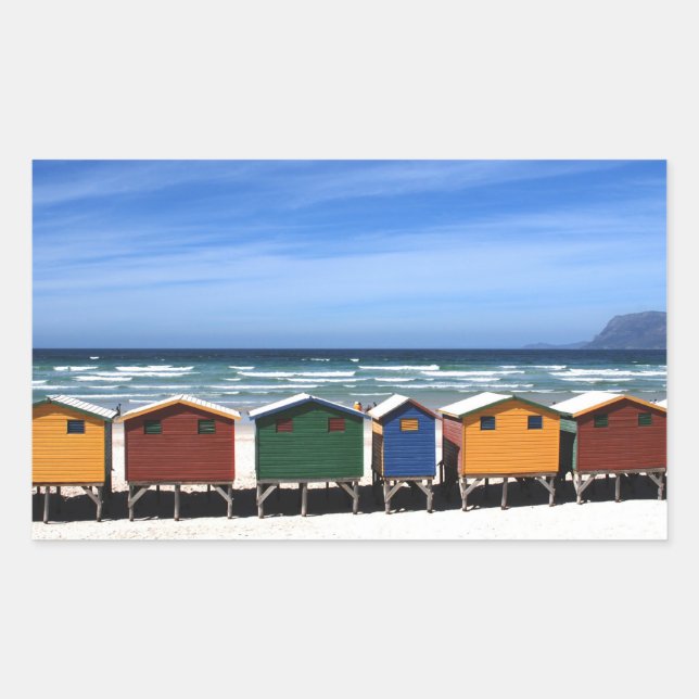 Adesivo Retangular Colorful Beach Huts (Frente)