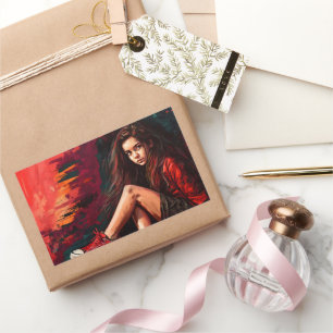 Adesivo Retangular Colunas vermelhas, shorts, criança, estilo