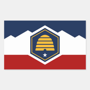 Adesivo retangular com a bandeira de Utah, EUA