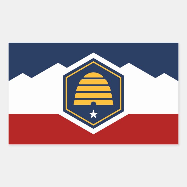 Adesivo retangular com a bandeira de Utah, EUA (Frente)