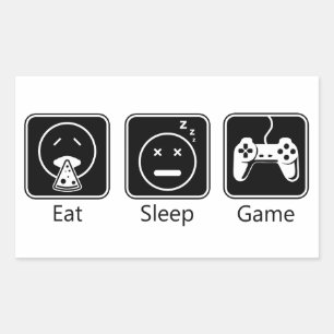 Adesivo Retangular Coma, Dorme, Jogo