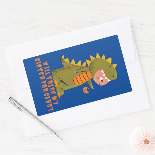 Adesivo Retangular COMÉRCIO MINHA IRMÃ POR Dia de as Bruxas engraçado (Envelope)