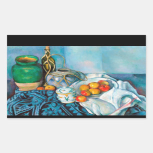 Adesivo Retangular comida de pintura de Paul Cézanne com Apple