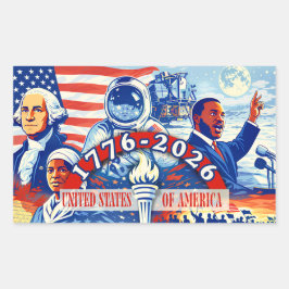 Adesivo Retangular Commemorative 1776-2026 USA Semiquincentennial 