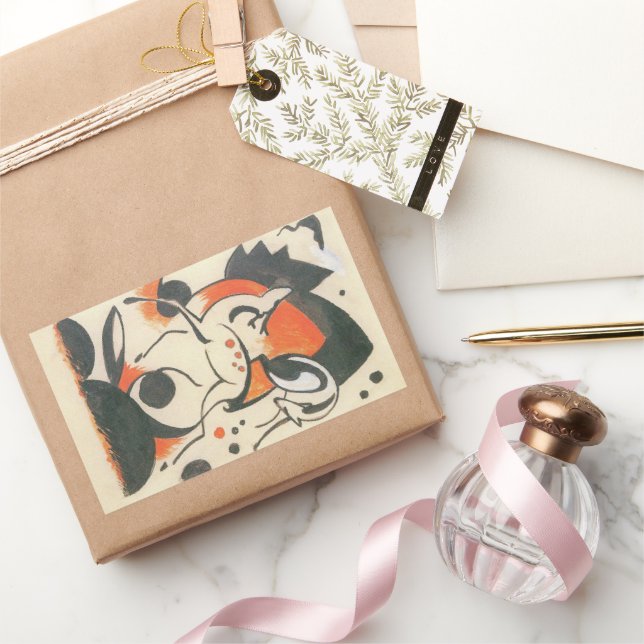 Adesivo Retangular Composição com Two Deer por Franz Marc (Presentear)