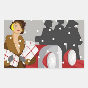 Adesivo Retangular Compras de Natal na Neve