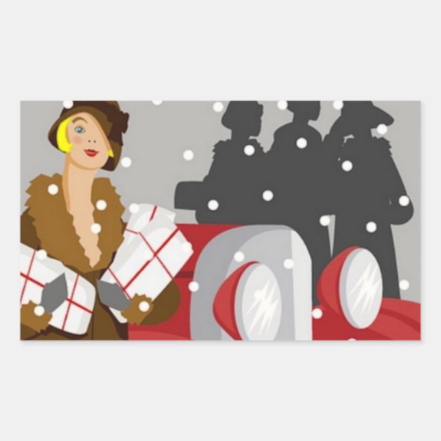 Adesivo Retangular Compras de Natal na Neve (Frente)