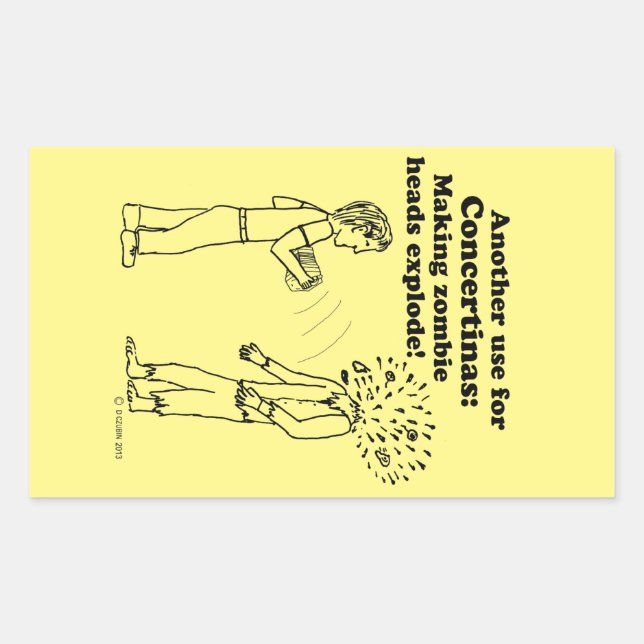 Adesivo Retangular Concertina faz zombies explodirem palito retangula (Frente)