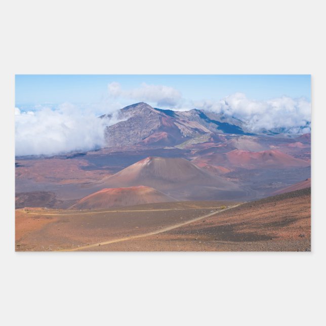 Adesivo Retangular cones de cinza e montanhas na cratera de haleakala (Frente)