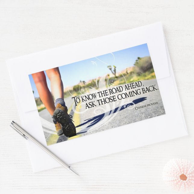 Adesivo Retangular "Conhecer o caminho à frente" Citação Inspiraciona (Envelope)