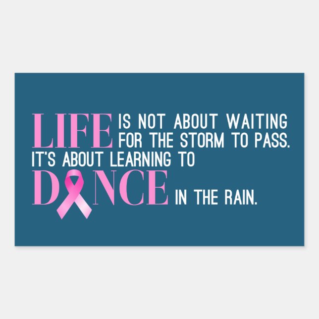 Adesivo Retangular Consciencialização do Cancer da Mama Inspiradora | (Frente)