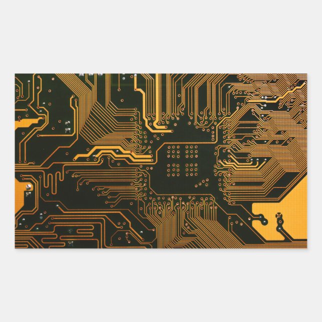 Adesivo Retangular Conselho Nerd de saída PCB Laranja Circuito Eletrô (Frente)