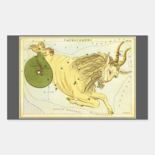 Adesivo Retangular Constelação de Capricórnio Vintage, Espelho da Urâ
