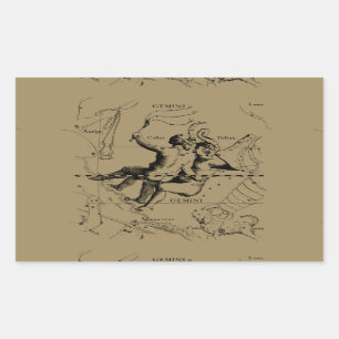Adesivo Retangular Constelação Gemini Zodiac Hevelius 1690