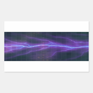 Adesivo Retangular Contexto roxo da eletricidade do relâmpago