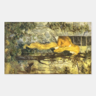 Adesivo Retangular Conto de fadas do vintage, Rapunzel com cabelo