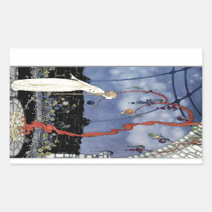 Adesivo Retangular Contos de fadas franceses velhos: Uma árvore da