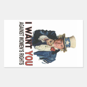 Adesivo Retangular Contra os Direitos da Mulher