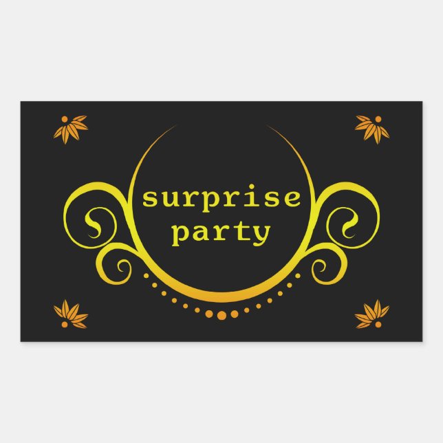 Adesivo Retangular convite de festas surpresa elegante (Frente)