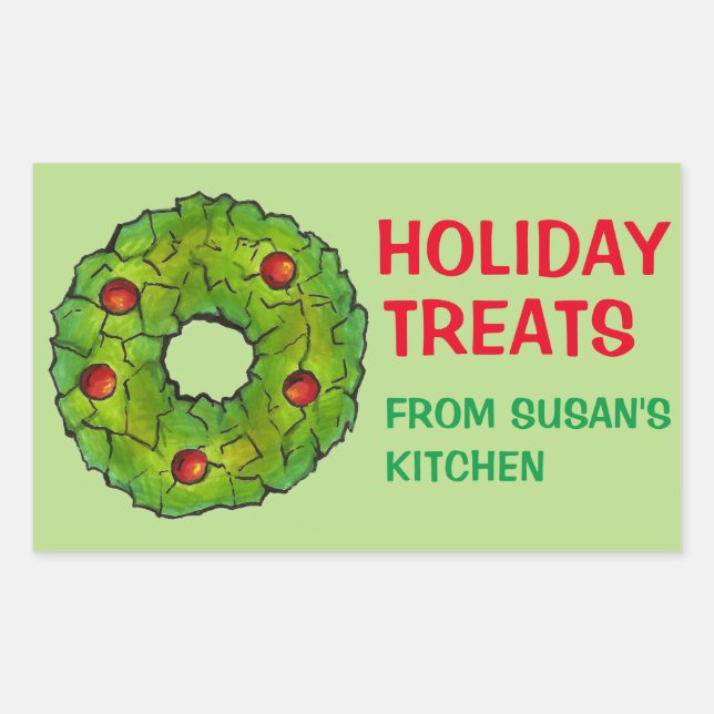 Adesivo Retangular Cookie de Natal de Feriado Faturado Personalizado (Frente)