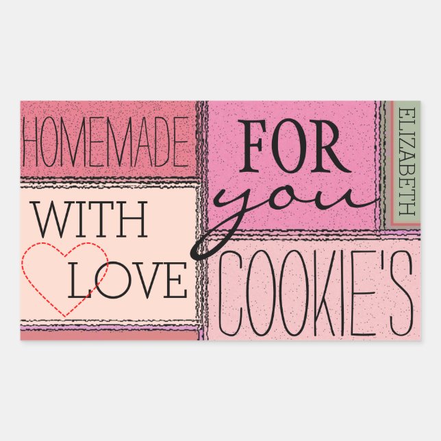 Adesivo Retangular Cookies Caseiros Russos Personalizados (Frente)